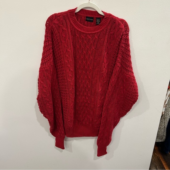 90’s Vintage Structure Red Cable Knit Sweater - Picture 1 of 4